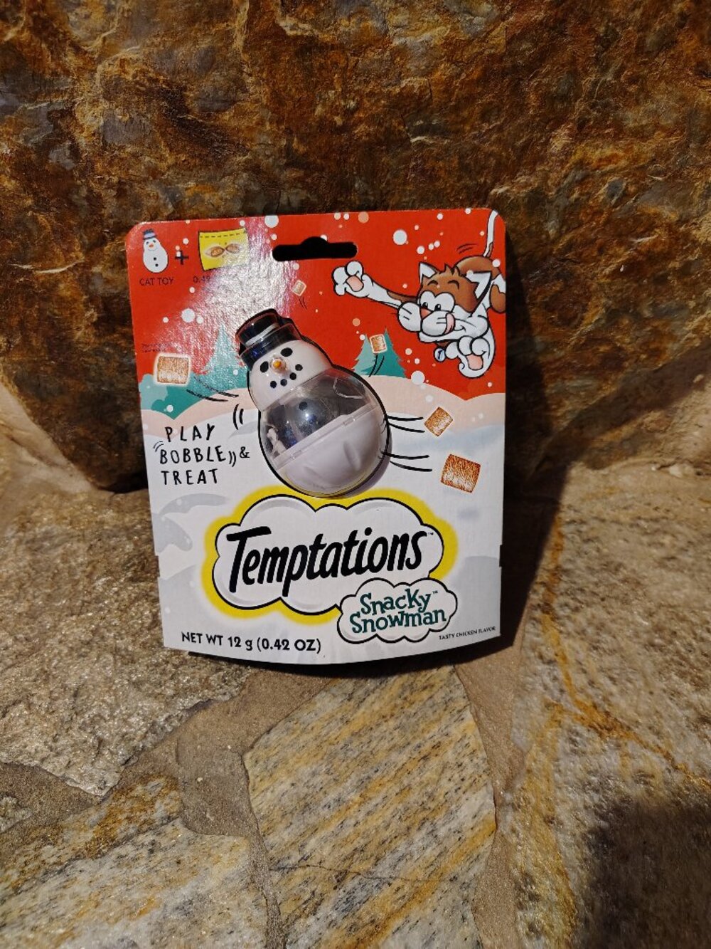 Temptations Snacky Snowman Play Bobble & Treat Cat Toy .42 oz Treats Exp 10/26